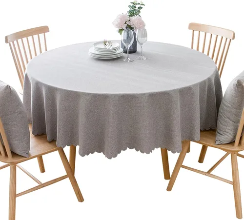 Miniatura 8 de Jeloris Mantel redondo impermeable a prueba de derrames, resistente a las manchas, sin arrugas, lavable, mantel decorativo de tela para cocina, Beige