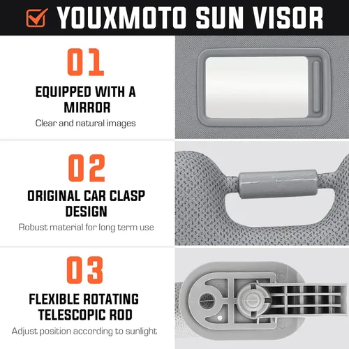 Miniatura 3 de Youxmoto para Hyundai Elantra Visor solar gris para lado del conductor izquierdo y lado del pasajero derecho, reemplazo para Hyundai Elantra 2011
