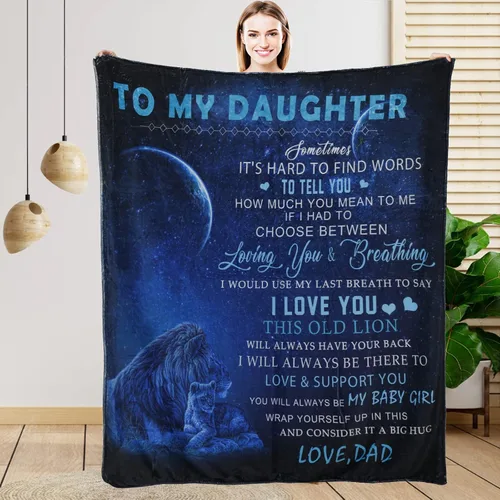 Manta para mi hija de papá Regalo de león Manta de franela súper suave y acogedora para cama y sofá Regalo de cumpleaños, Navidad y Acción de