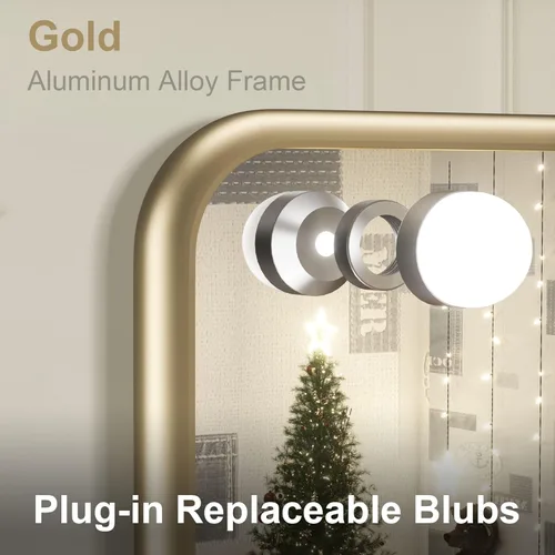 Miniatura 5 de Keonjinn Espejo de tocador Hollywood con luces y altavoz Bluetooth, 15 bombillas reemplazables, espejo de maquillaje con 2 bombillas de repuesto, 3