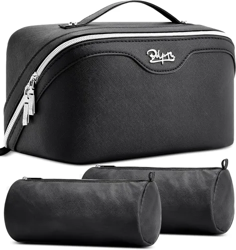 Miniatura 14 de BOYATU Bolsa organizadora de maquillaje de viaje, bolsa de cosméticos: Juego de 3 bolsas de maquillaje para mujeres con asa - Bolsas de aseo