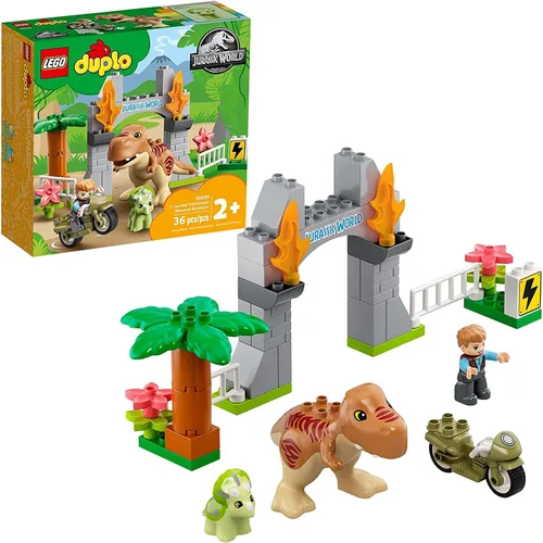 LEGO DUPLO Jurassic World Escape de dinosaurios T. rex y Triceratops 10939 - Juguete de construcción para regalo para jóvenes fanáticos de los