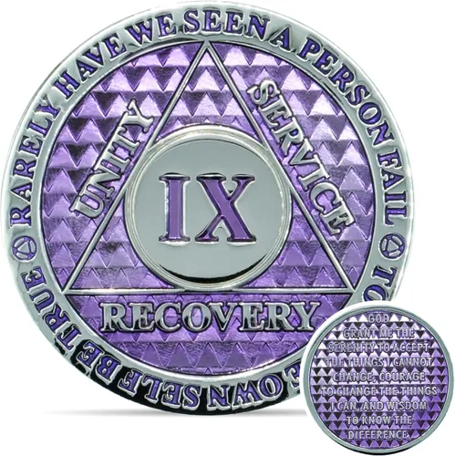 Miniatura 35 de Moneda de sobriedad de 10 años Chip AA Legacy Ficha de aniversario de recuperación de triplaca gruesa (Aqua)