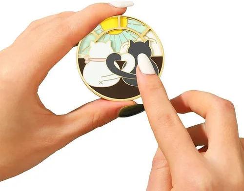Miniatura 2 de Broche giratorio con forma de gato esmaltado para parejas, gatos, broche, para mujeres, niñas, mochila o ropa