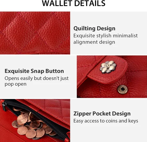 Miniatura 4 de XINNSTAR Cartera para mujer con bloqueo RFID de gran capacidad, cartera larga para mujer con bolsillo de muñeca, con ventana para tarjeta