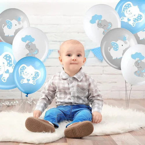 Miniatura 4 de Aoriher 45 globos de elefante de 12 pulgadas, globo de elefante para baby shower, para bebés, niños y niñas, revelación de género, suministros