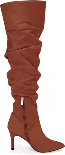Miniatura 5 de Coutgo Botas por encima de la rodilla para mujer, con puntera alta hasta el muslo, tacón alto, estilo holgado, tacón alto, largo, sexy, zapatos