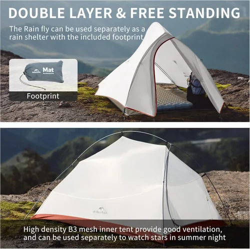 Miniatura 3 de Naturehike Cloud Up - Tienda de campaña para 1 persona, tiendas ligeras para mochileros para un hombre, tienda de campaña ultraligera impermeable