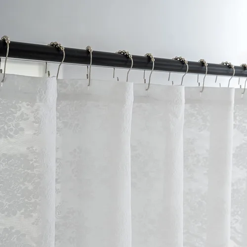 Miniatura 2 de TUDECO Cortina de Ducha Blanca Tamaño Cabina - Cortina de Ducha de Encaje Campestre 36 x 72 Pulgadas con Cenefa Adjunta, Cortina de Ducha Estrecha