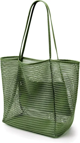 Miniatura 15 de KALIDI Bolso de Mano de Nylon de Playa con Malla, Bolso de Mano Casual Hobo para Mujer, Plegable, MAX 23L, Bolso de Hombro para Playa, Picnic