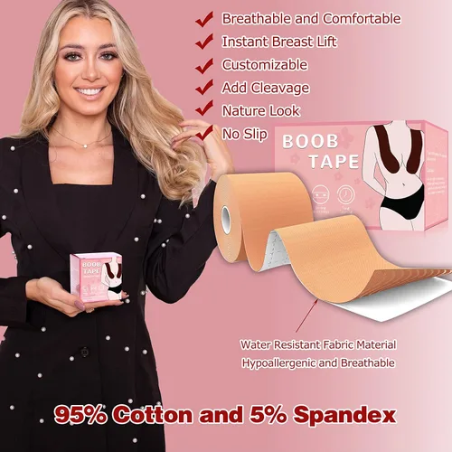 Miniatura 15 de Cinta Bob para levantamiento de senos, Boobytape para levantamiento de senos de tamaño grande, cinta de pecho de 3 pulgadas para rollo de senos