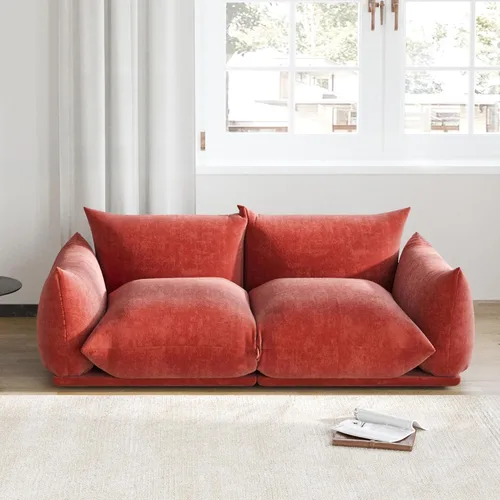Miniatura 13 de Sofá de nube de asiento profundo de 77 pulgadas, moderno sofá modular de chenilla, sofá modular de 2 asientos con cojines gruesos de felpa y otomana