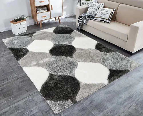 Miniatura 10 de Alfombra de área 4D color marrón de 5 x 7 pulgadas, felpa gruesa y suave y moderna, resistente a las manchas, fácil de limpiar y hecha a máquina
