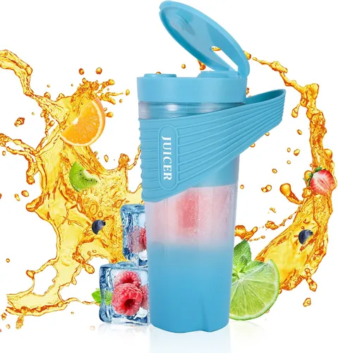 Licuadora portátil de 15.6 fl oz para batidos, jugo de batido, para viajes, gimnasio, oficina, 4000 mAh tipo C recargable mezclador personal con 6