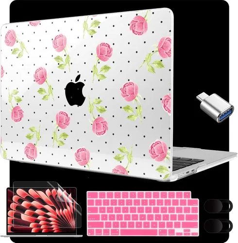 Miniatura 27 de MEEgoodo Funda para MacBook Air M5/M4/M3/M2 de 15 pulgadas 2026 2025 2024 2023, funda compatible con el modelo (A3448/A3241/A3114/A2941)