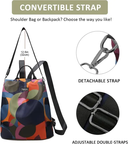 Miniatura 7 de Mochila para mujer, antirrobo, bolsa de viaje convertible, mochila de moda, casual, impermeable, para senderismo, M