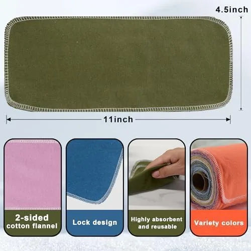 Miniatura 7 de Papel higiénico reutilizable – Toallas de bidé reutilizables de algodón, rollo de toallas absorbentes lavables y sin papel, 64 toallitas lavables