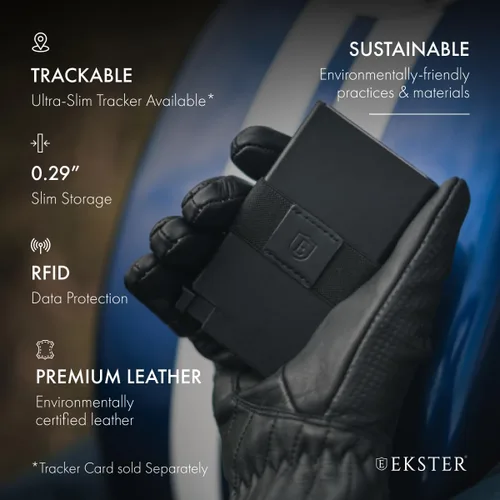 Miniatura 5 de Ekster Senate - Cartera de cuero para tarjetas - Bloqueo RFID - Acceso rápido a la tarjeta, negro (Nappa Black), Moderno