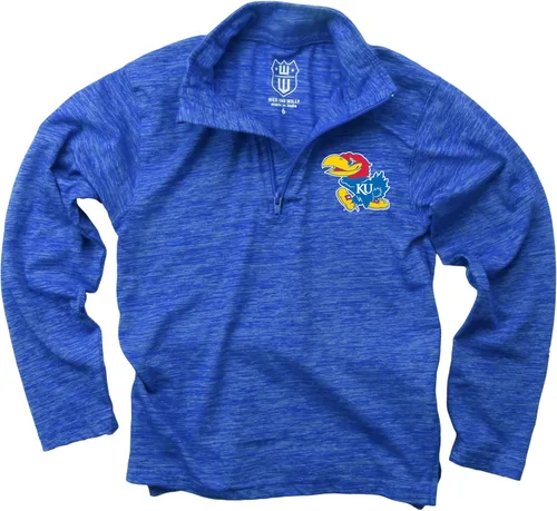 Miniatura 3 de Wes and Willy Camiseta de manga larga con cremallera de 1/4 para niños, para fanáticos de los deportes universitarios, de hilo nublado