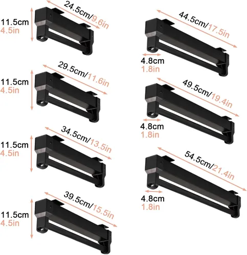 Miniatura 5 de Barra de valet extraíble para armario, barra retráctil de 55.1 lbs, organizador deslizante de aleación de aluminio, percha extensible de pista Negro