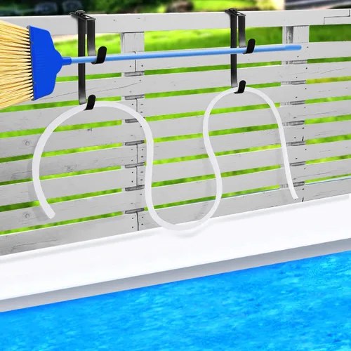 Miniatura 5 de PURPLE STAR 1N 2 ganchos dobles para valla de piscina para equipos de piscina, colgador ajustable para poste de piscina, ganchos de piscina Negro-2