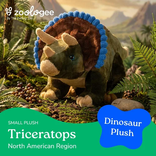 Miniatura 5 de The Petting Zoo Triceratops - Peluche de peluche, regalo para niños, animales de dinosaurio, juguete de peluche de dinosaurio Triceratops, 12
