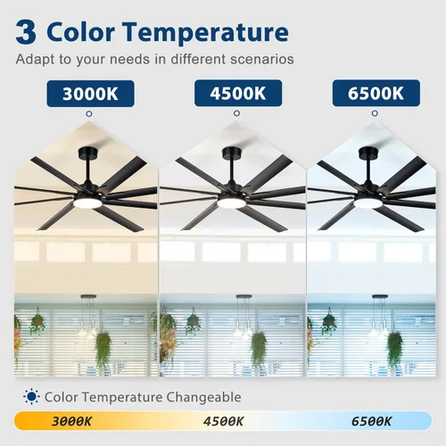 Miniatura 6 de Ventilador de Techo Grande con Luz: Ventilador Exterior de 100 Pulgadas - Ventilador de Techo Industrial con Control Remoto para Taller, Garaje