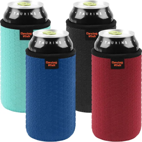 Miniatura 12 de 4 paquetes de fundas aisladas para latas delgadas de 12 onzas, con relieve en panal, fundas aisladas de neopreno para latas delgadas de refresco