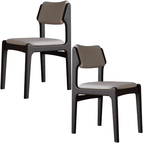 Miniatura 17 de YVYKFZD Wooden Dining Chairs Set, Leather Dining Room Chair with Back, Upholstered Kitchen Chairs, Armless Living Room Chair, for Bedroom Offices