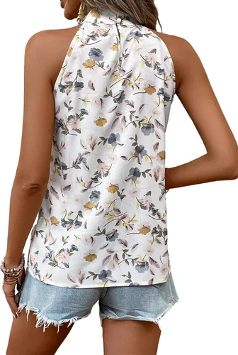 Miniatura 2 de SOLY HUX Camisetas sin mangas con cuello halter para mujer, blusas sin mangas para verano, casuales, de moda