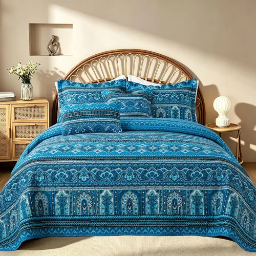 Miniatura 14 de TWINRUN Edredones de algodón tamaño Queen, colcha ligera tamaño Queen para cama, juego de edredón reversible suave a cuadros florales tamaño Queen G