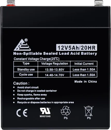 Miniatura 3 de Paquete de 10: 12V 5AH VRLA AGM 12V 5AH Batería recargable para LiftMaster 485LM/Craftsman 53918/Chamberlain 4228 Abrepuertas de garaje, alarma