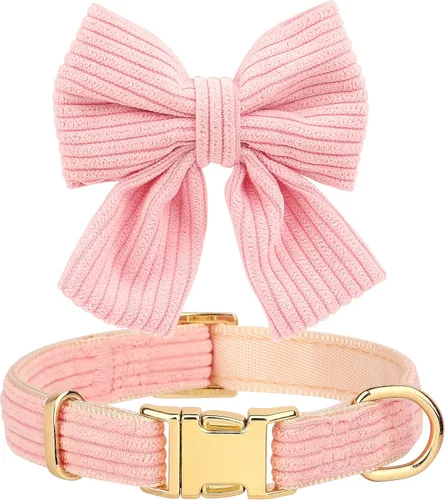 Miniatura 6 de Didog Lindo juego de arnés, collar y correa para perro pequeño con moño, arnés acolchado de malla suave y transpirable para cachorros, arnés rosa