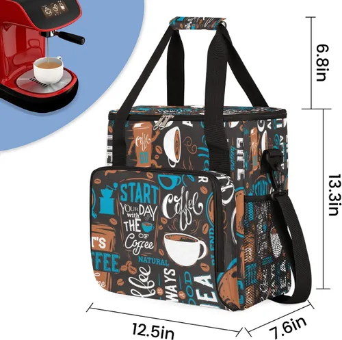 Miniatura 2 de Bolsa de transporte para cafetera, color azul, compatible con Keurig K-Mini o K-Mini Plus, portátil, de una sola porción, con bolsillos para AA