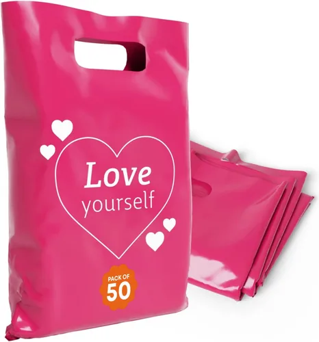 Miniatura 41 de Bolsas de plástico con asas – Bolsas de mercancía de 12 x 15 pulgadas para pequeñas empresas – Bolsas troqueladas para compras minoristas y Negro