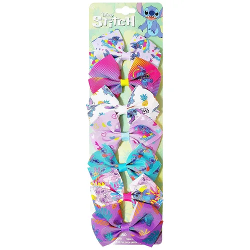 LUV HER Disney Stitch - Lazos para el cabello, paquete de 7 lazos de 4 pulgadas, juego de regalo de accesorios para el cabello, clip de cocodrilo, a