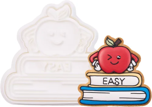 Miniatura 21 de Juego de cortador de galletas de regreso a clases con sellos de émbolo, 11 piezas, regalos de cocina, cumpleaños, vacaciones, ácido poliláctico 3D