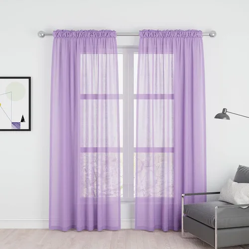 Miniatura 66 de UPOPO Paneles de Cortina Beige Pequeños Cortinas Transparentes de Gasa de 16 Pulgadas de Largo Cortinas de Cocina de Voile con Textura de Lino