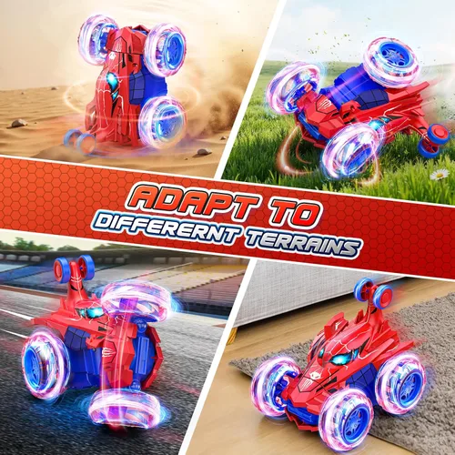 Miniatura 4 de Juguete de auto de control remoto de araña, juguetes de coches rc, auto de acrobacias recargable genial con giros de 360 grados ruedas 4WD con luz