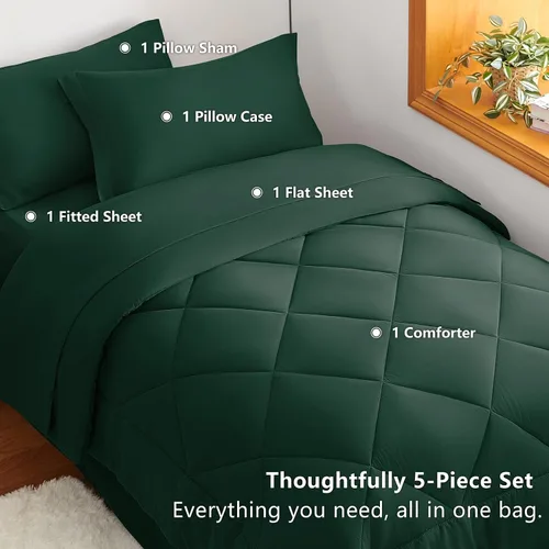 Miniatura 198 de CozyLux Juego de edredón tamaño King, color naranja quemado, toda la ropa de cama en una sola bolsa, 7 piezas: edredón, fundas de almohada