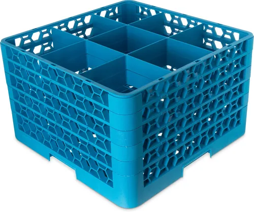 Miniatura 46 de Carlisle FoodService Products RG9-214 OptiClean Estante de vidrio con 9 compartimentos con 2 extensores, 7.12 pulgadas, polipropileno, azul