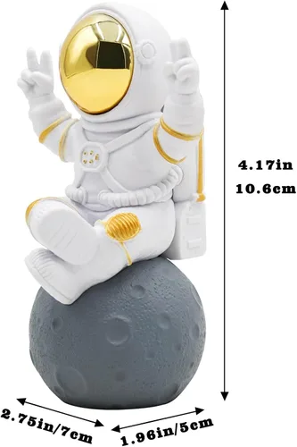 Miniatura 5 de Oooct Estatua de astronauta decoración de pecera, decoración de acuario de peces pequeños de resina, adorno de figura pequeña de pecera, adornos