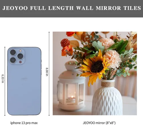 Miniatura 3 de JEOYOO Azulejos de Espejo de Pared de Vidrio HD de Cuerpo Completo - Juego de 4, 8'' x 8'' - Sin Marco, Ideal para Dormitorio, Gimnasio en Casa