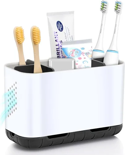 Miniatura 8 de Portacepillos de dientes para organizador de encimera de baño, portacepillos para cepillos de dientes eléctricos grandes desmontables