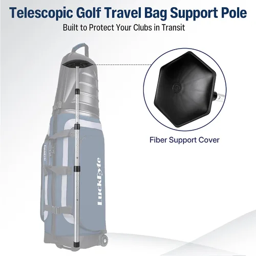 Miniatura 2 de Poste de soporte para bolsa de viaje de golf, brazo rígido telescópico de aleación de aluminio de 4 secciones, protector ligero de club de 1.2