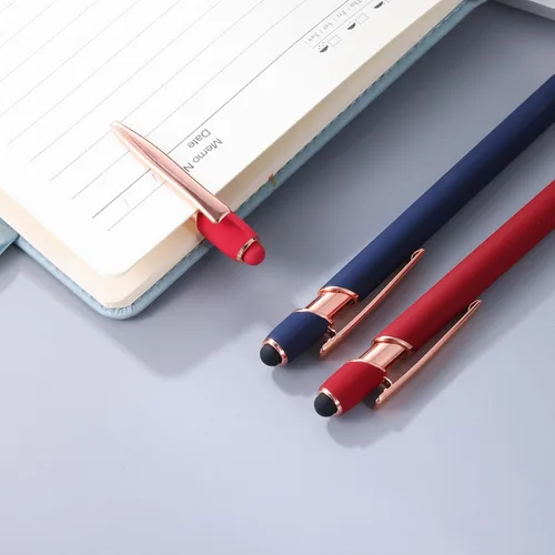 Miniatura 7 de 12 unidades 2 en 1 bolígrafo con punta de lápiz capacitivo, 1,0 mm de tinta negra, bolígrafo metálico con punta de lápiz capacitivo para pantallas
