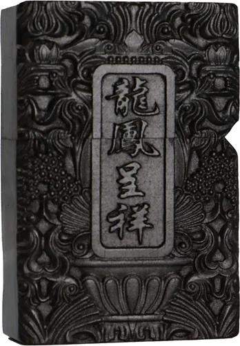 Miniatura 3 de Carcasa exterior tallada en madera negra de ébano natural para kit de inserción Zippo (Kwan Yin Goddess Dragon Phoenix)