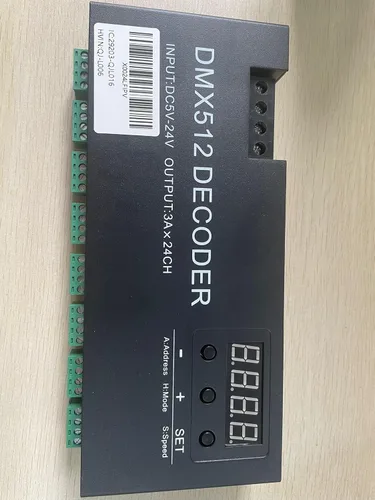 Miniatura 8 de AZIMOM Controlador de decodificador DMX de 24 canales con pantalla digital DC5V-24V 3A/CH Controlador RGB DMX512 tira de luz led decodificador