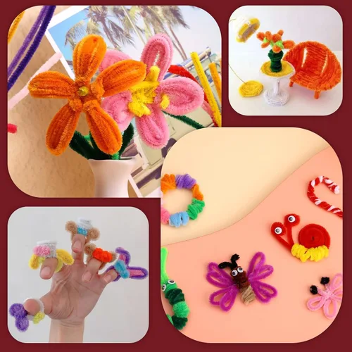 Miniatura 7 de Giwrmu 100 Piezas Limpiadores de Pipa Tallo de Chenilla, Limpiadores de Pipa Color Rojo Vino para Manualidades, Palitos Difusos Suministros de Vino