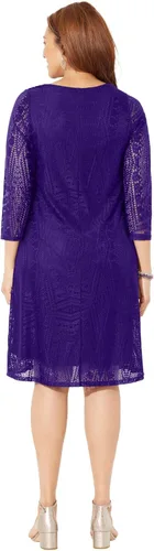 Miniatura 3 de Catherines Vestido de encaje de ganchillo con cuello de anillo pequeño para mujer en talla grande
